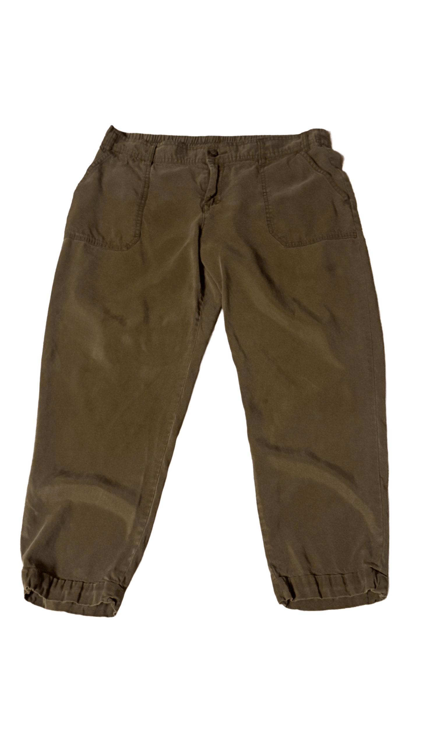 Old Navy Soft Pants in pith color, size 12 petite, featuring four pockets and a relaxed fit for comfort and style.