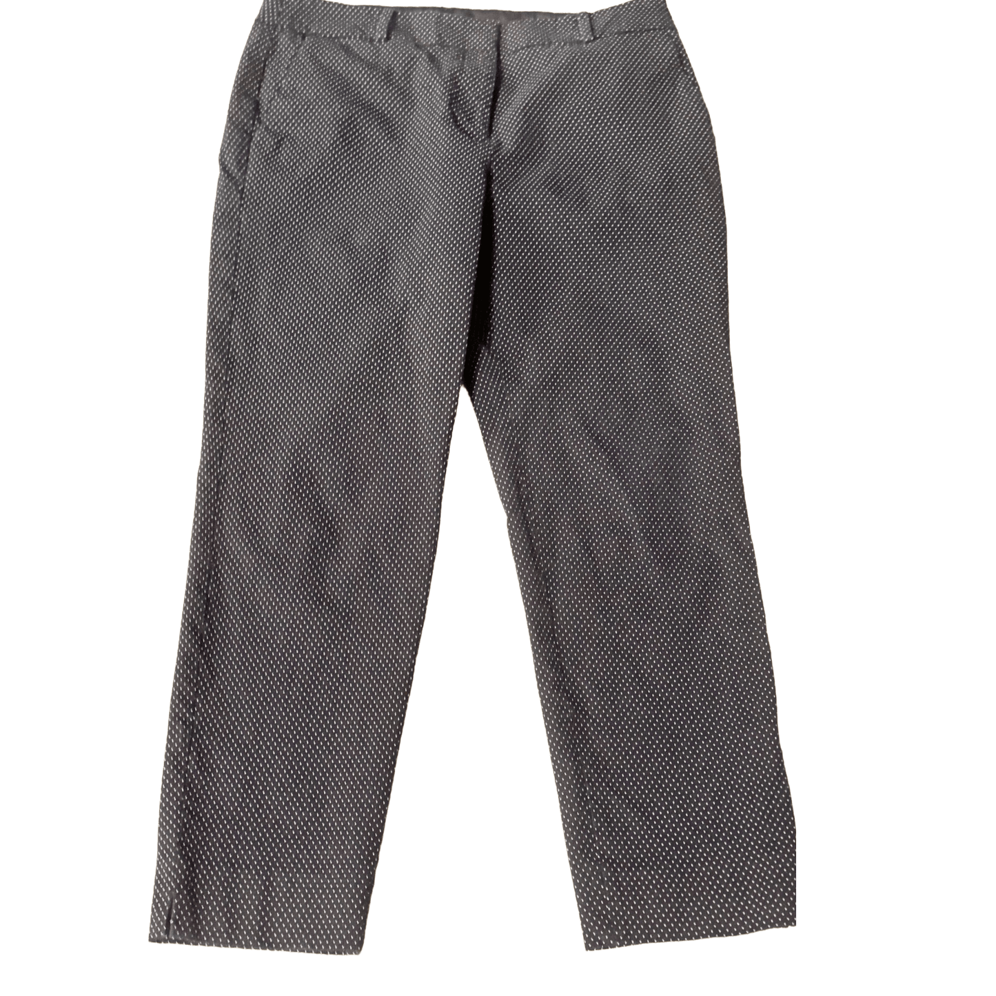 Gray patterned pants on a white background