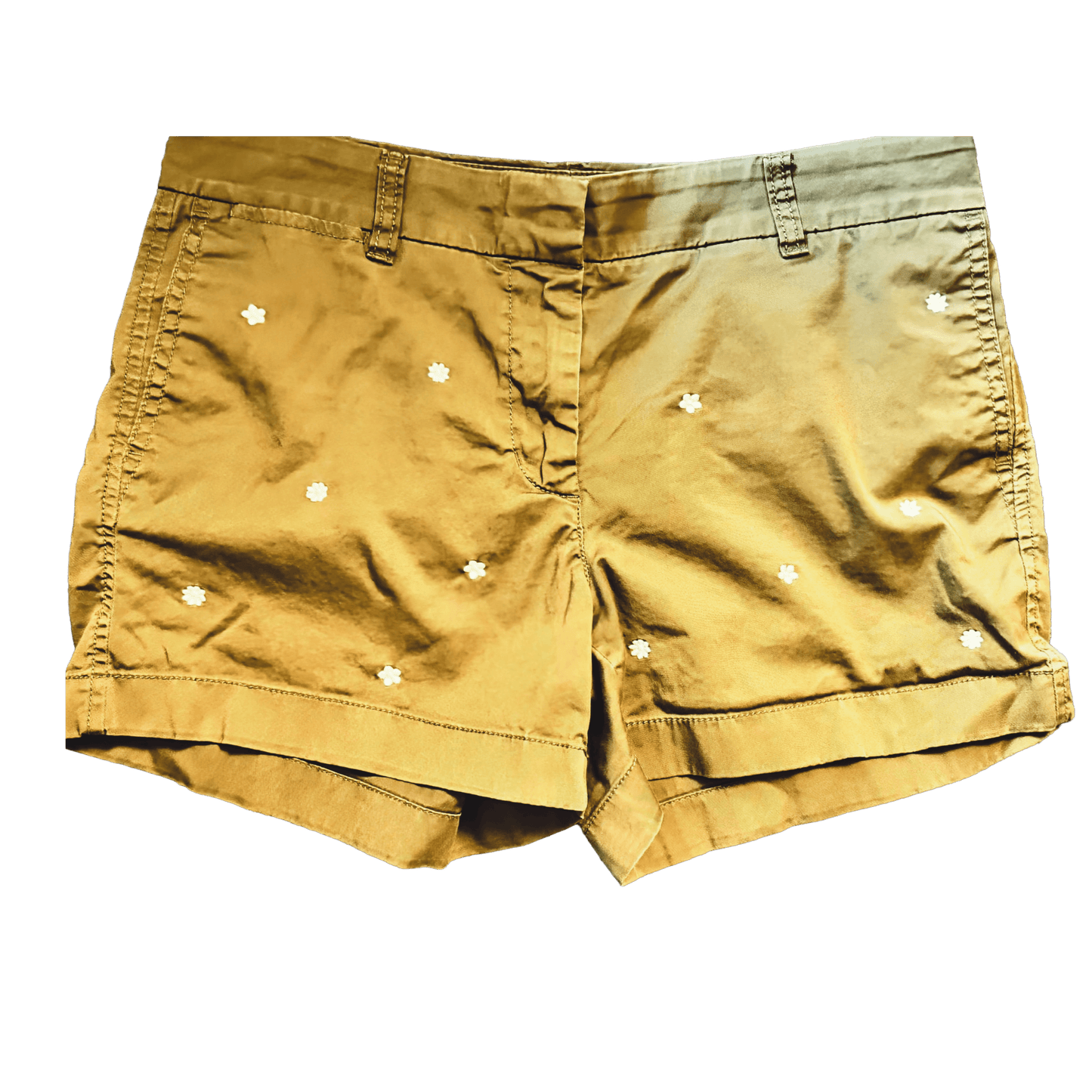 green shorts with star patterns on a white background