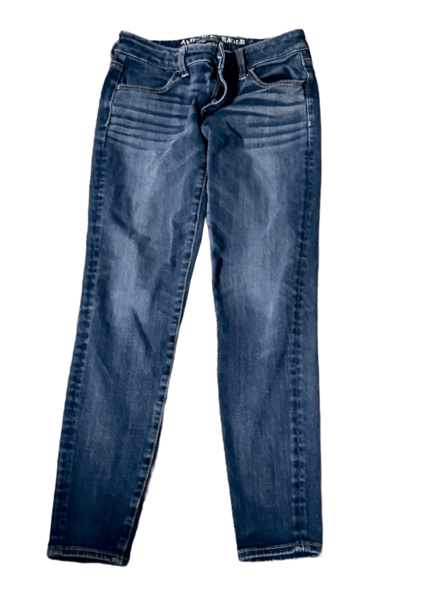 Secondhand American Eagle denim bottoms in size 4 petite, featuring a comfortable and flattering fit for casual wear.