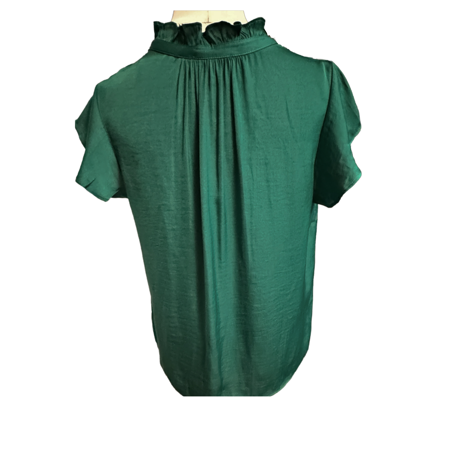 Green blouse on a mannequin with a white background