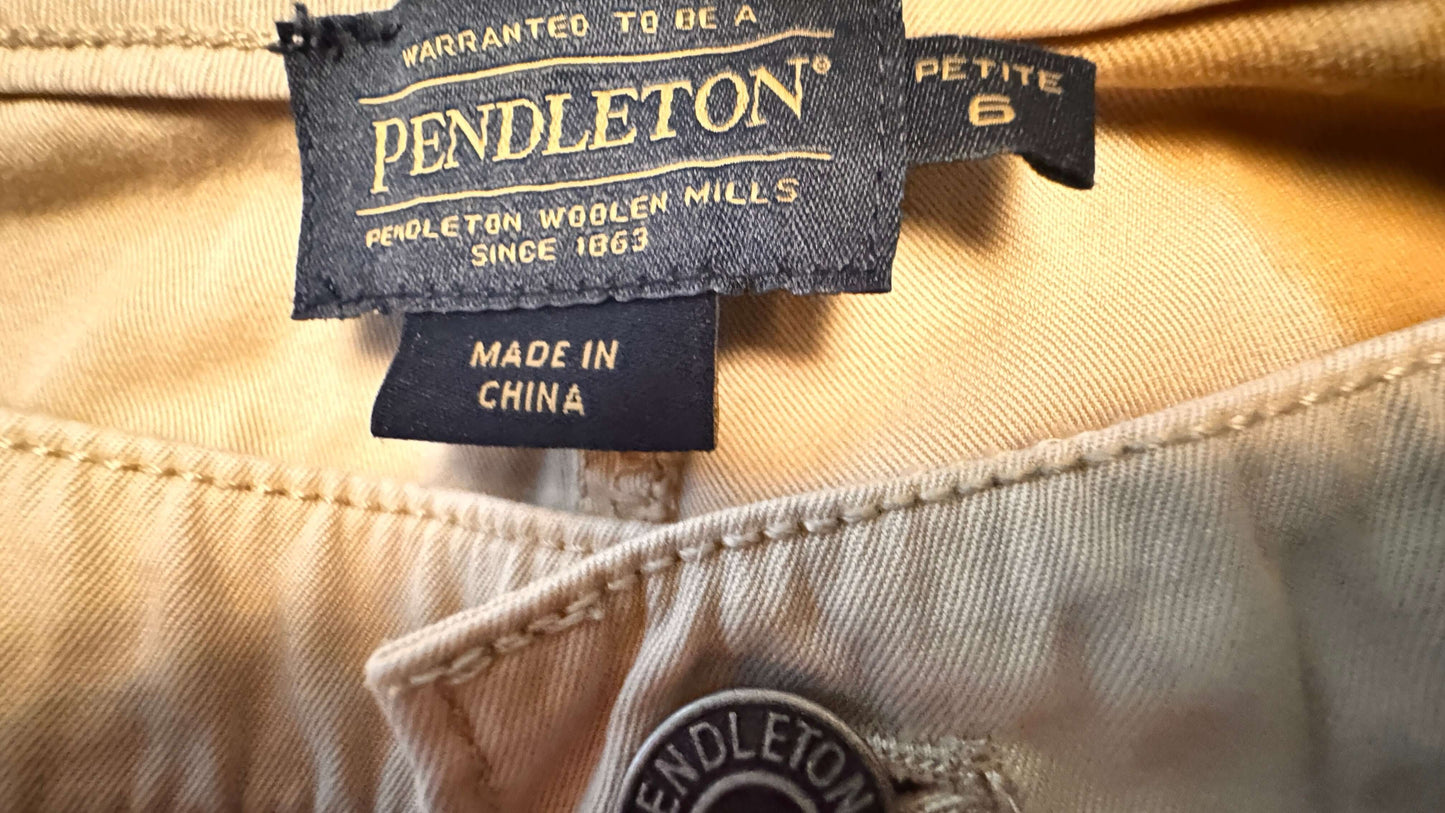 Pendleton label on a garment with 'Made in China' text