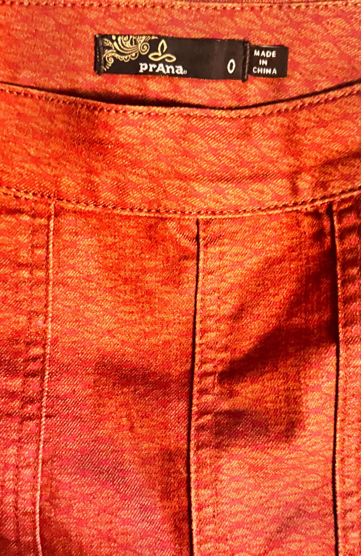 red orange prana skirt