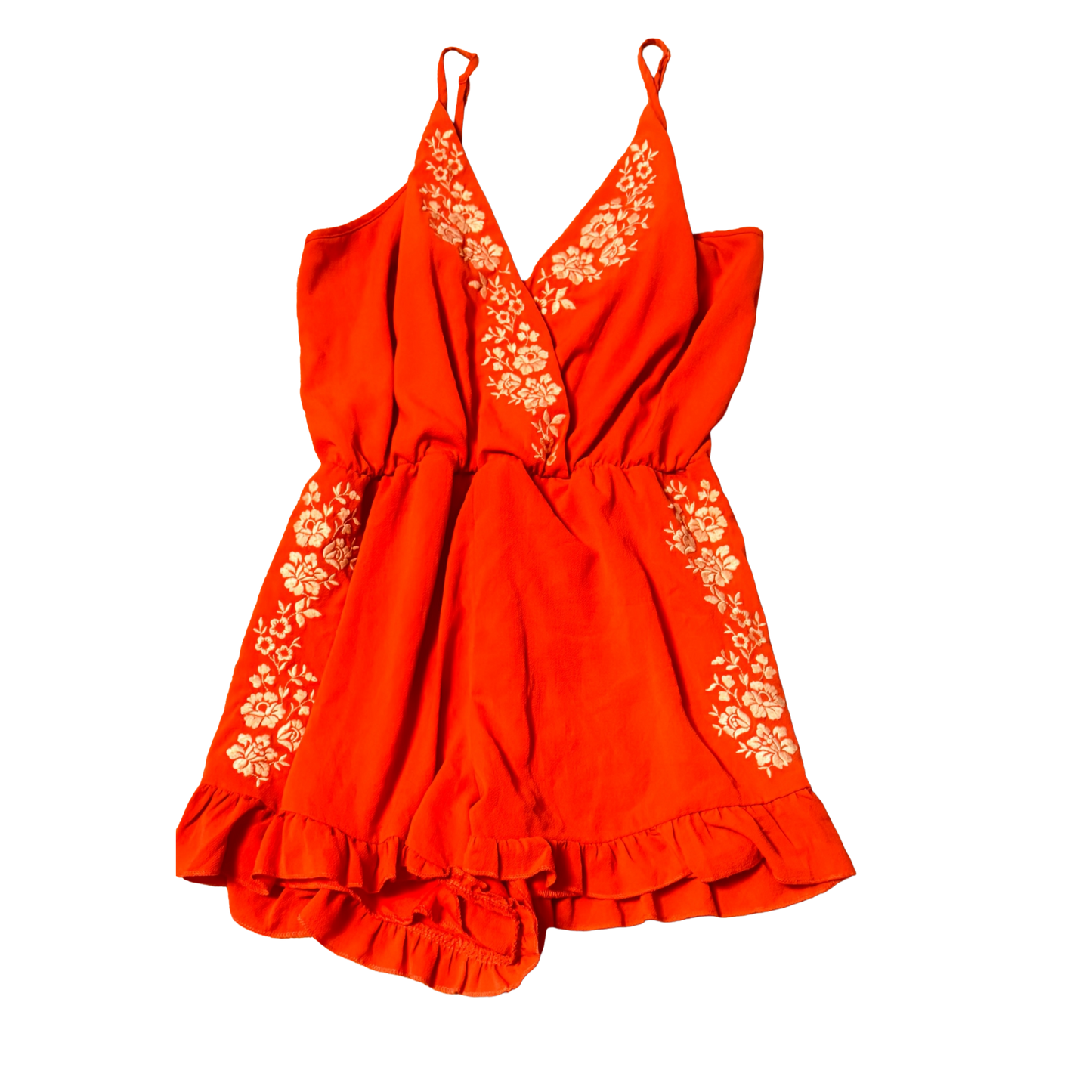red sleeveless romper