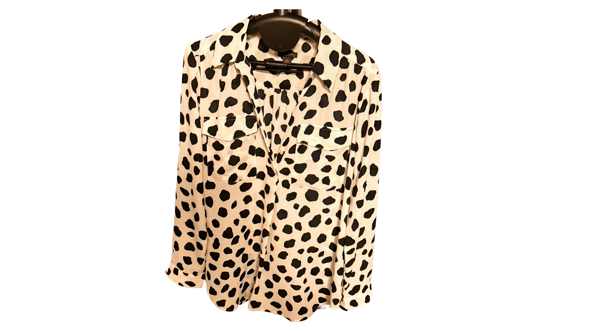 Leopard print blouse on a white background