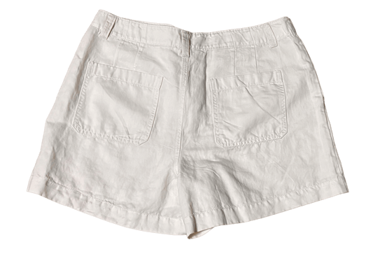 Back view of size 12 white Loft shorts featuring two back pockets and a relaxed fit.