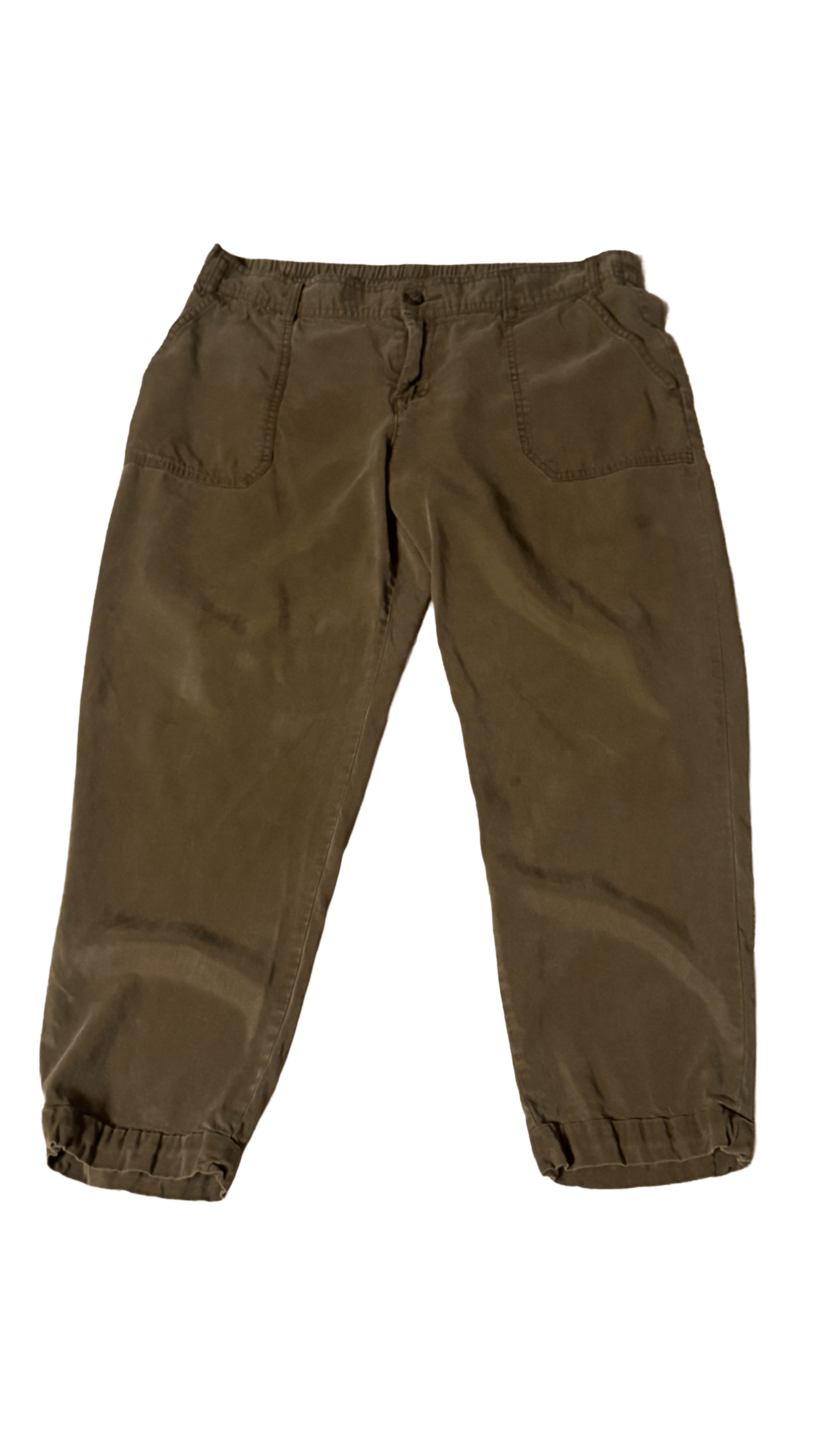 Old Navy Soft Pants in pith color, size 12 petite, featuring four pockets and a relaxed fit for comfort and style.