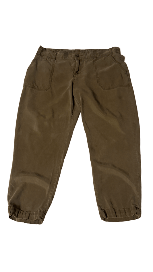 Old Navy Soft Pants in pith color, size 12 petite, featuring four pockets and a relaxed fit for comfort and style.