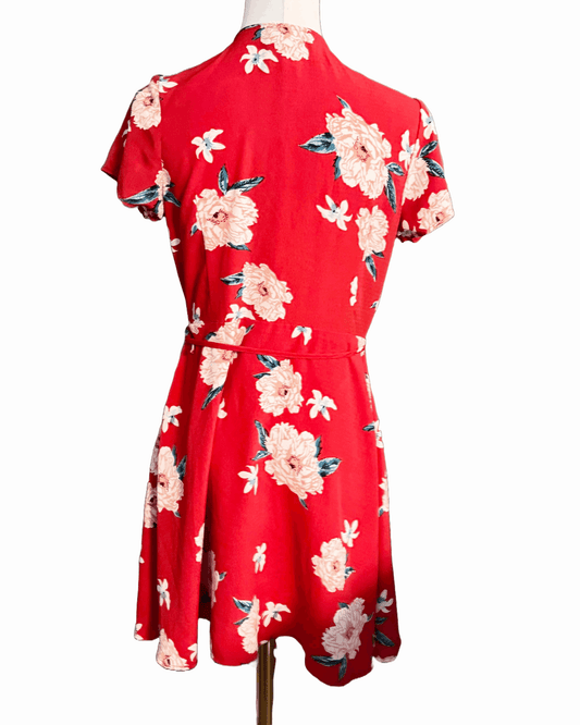SHOWPO Wraparound Red Dress (size 10 petite) - The Petite Suite