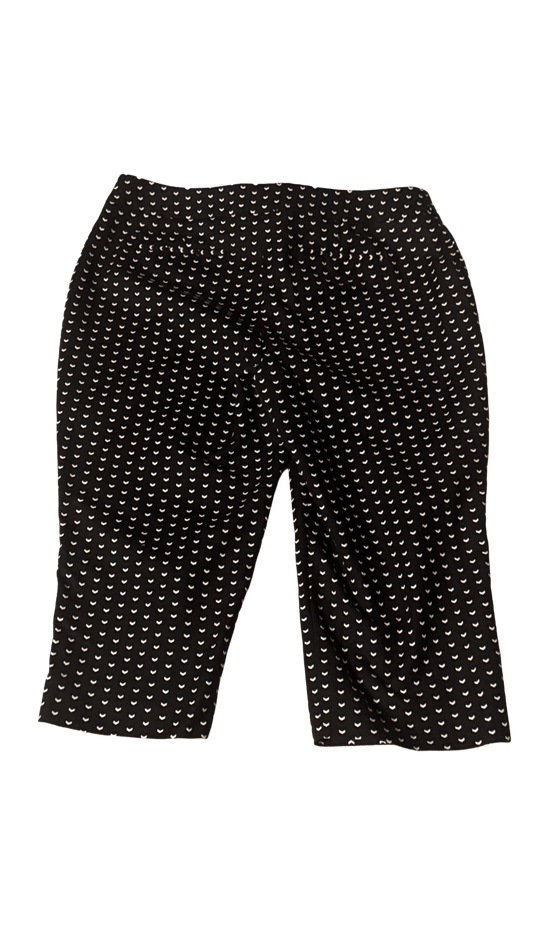 Apartment 9 Chino Pants size 14 Petite, black with white hearts, ideal for work or casual outings.